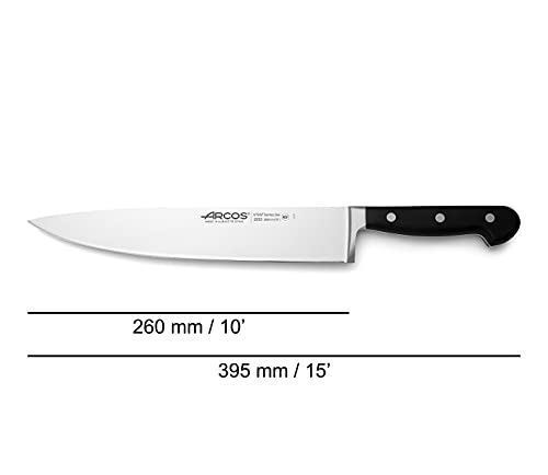 Arcos Chef Knife 10 Inch Stainless Steel. Professional Multipurpose Cooking Knife To Cut And Clean Vegetables. Ergonomic Polyoxymethylene Handle And 260Mm Blade. Series Opera. Color Black #TOP1