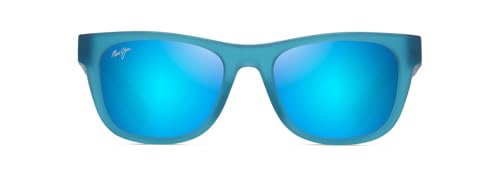 Maui Jim Kaulike Square Sunglasses, Matte Trans Blue/Blue Hawaii Polarized, Large
