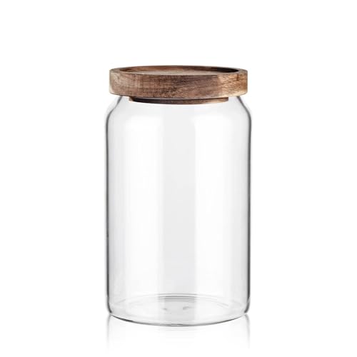 Labina Glass Jar with Wood Lid, Airtight Kitchen Storage Canister - image 1