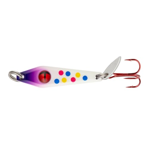 Northland Tackle Tungsten Slim Spoon Fast-Sinking Thin Profile Ice Fishing Lure for Walleye Crappie & More 3/8 Oz Super-Glo Purple Wonder