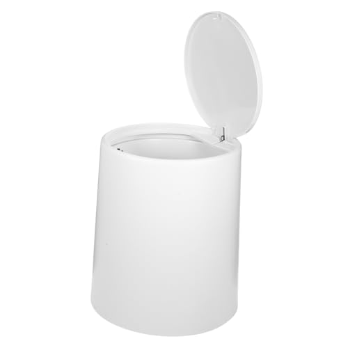 Caneca de Basura con Tapa Presion Blanca Rectangular