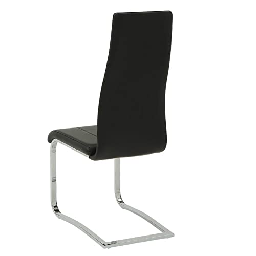Coaster Home Furnishings - Montclair - Upholstered Dining Side Chairs - Contemporary High Back Design, Padded Seats - Dining Room, Kitchen - Set of 4 - Black & Chrome - 100515BLK