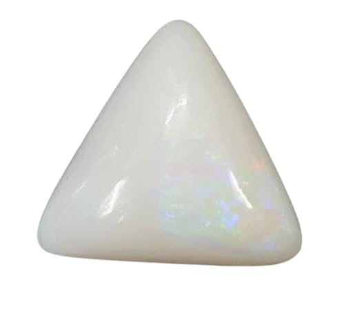 All Stone 6.5 Carat Australian White Opal Stone Original Certified 7.10 Ratti Safed Fire Opal Triangle Shape Dudhiya Pathar Rashi Ratan Opal Ratna Opalstone ओपल रत्न ओरिजिनल For Women And Men