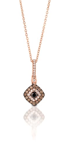 LE VIAN Black, Vanilla and Chocolate Diamond Pendant Necklace for Women I 14k Rose Gold Necklace for Her (G-H/Brown/Black, VS2-SI1, 0.33 cttw) 18 Inch Long Chain I Lobster Claw Clasp