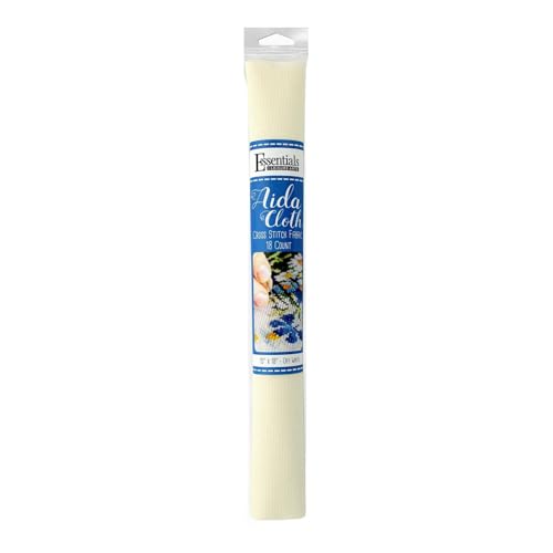 Image of Essentials By Leisure Arts Aida Cloth, 18 Count, Off White, Cross Stitch Fabric, Embroidery Fabric, Cross Stitch Supplies for Crafting, Stitching, and Sewing Projects 15X18