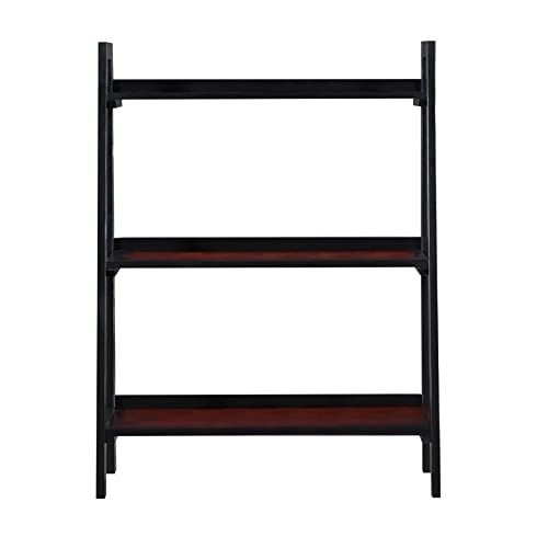 Linon Black & Cherry Wood Three Shelf Camden Bookcase, 30"W X 13.5"D X 40"H, Cherry 3 #TOP1