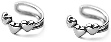 Love Heart Ear Cuffs Wrap Earrings Sterling Silver 925 for Women Girls Minimalist Eterntiy Love Non Piercing Cartilage Conch Cuff Huggie Hoop Clip On Earring Adjustable Fashion Jewelry Birthday Gifts
