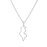 LUTAKU Collana con ciondolo a forma di mappa della Tunisia, unisex, in acciaio inox, accessorio per gioielli
