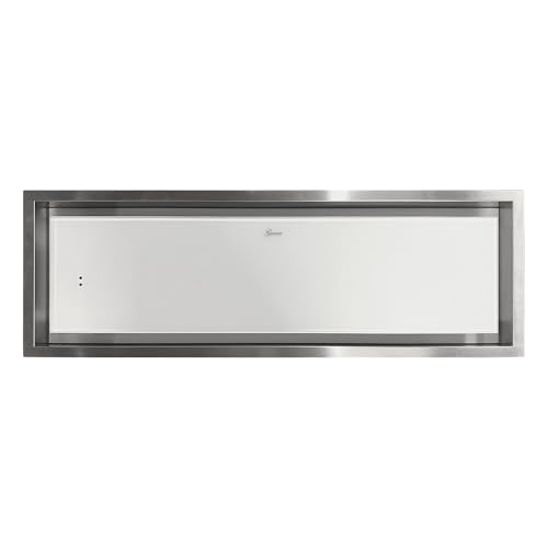 Gurari GCH 974 SU 90 Diamond Hotte de plafond 90 x 30 cm 850 m³/h en acier inoxydable et verre blanc