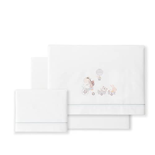Parure de lit en coton pour poussette - Girafe Veló Blanc/Gris