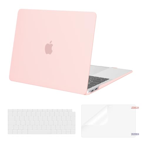 MOSISO Custodia Compatibile con MacBook Air 13 Cover M1 2021 2020 2019 2018 A2337 A2179 A1932 Retina Touch ID, per MacBook Air M1 Cover 13,3' Case&Copritastiera&Pellicola, Gesso Rosa