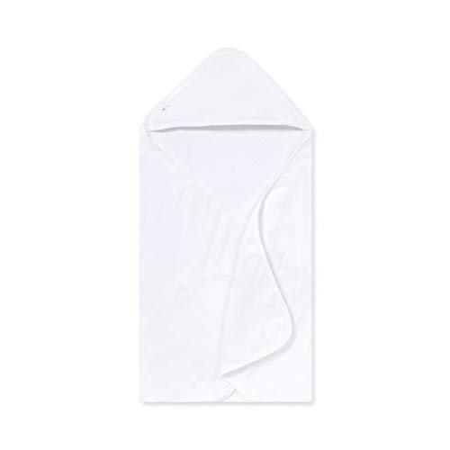 Image of Burt's Bees Baby - Hooded Towel, Absorbent Knit Terry, Super Soft Single Ply, 100% Organic Cotton (Cloud White)