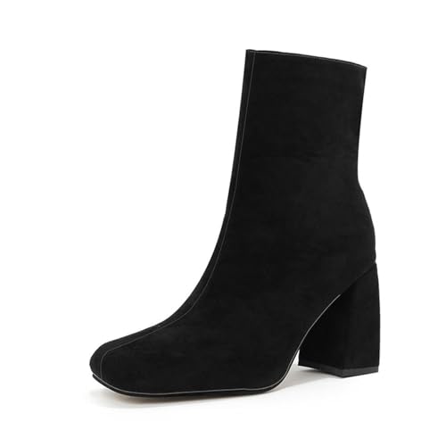 Bottes de cheville à fermeture éclair et talons carrés pour l'hiver