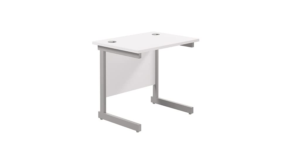 Office Hippo Heavy Duty Rectangular Cantilever Desk - Home Office Table + Integrated Cable Ports, PC Desk - 5 Yr Warranty - Silver Frame/Oak Top, 120cm x 80cm — view 77