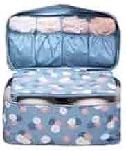 BKQPTL Nylon Multifunctional Bra Underwear Organizer Bag Slide Portable Cosmetic Makeup Lingerie Toiletry Travel Bag Cosmetics | [27 X 14 X 13Cm, Blue Color]