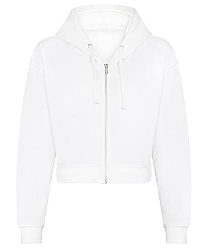 COOZO Ladies Cropped Zipped Hoodie - Arctic White - L
