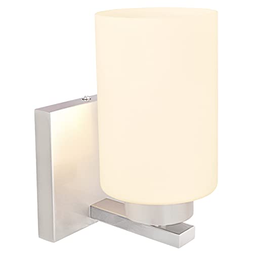 Image of Aspen Creative 62218, One-Light Metal Bathroom Vanity Wall Light Fixture, 4-3 /4 inch Wide, Transitional Design in Satin Nickel
