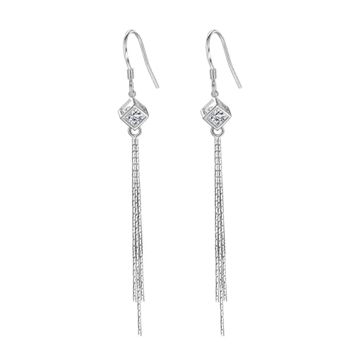 Boucles d'oreilles pendantes à chaîne longue et goutte creuse pour mariage