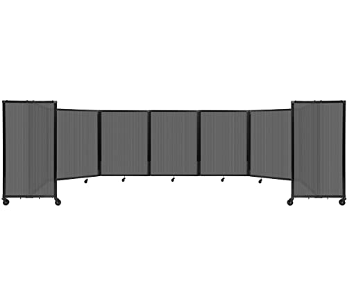 Versare Polycarbonate Room Divider 360 Portable Wall Partition | Freestanding Office Dividers | Locking Wheels | Privacy Screen Panels - 19'6" x 4' Dark Gray Thermoplastic Polymer
