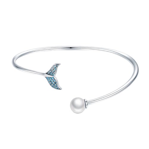 Bracelet queue de sirène en argenté S925 et perles plates premium