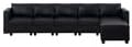 Miniatura 7 de Naomi Home Sarah - Sofá modular en forma de L de 5 piezas con otomana, cuero de aire negro, asientos ergonómicos profundos con resortes helicoidales