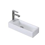 洗面ボール小型 手洗い器 壁掛け 手洗器セット陶器製簡易洗面台 洗面ボウル ガーデキッチ 手洗い鉢コンパクトミニ 手洗いボウル 壁付け型 手洗い台洗面化粧台 洗面器 洗面シンク浴室用 バルコニー庭シンクガーデンシングルボウルシンク洗面所 屋外屋内ガレージ用台所 アウトドア工場/業務用家庭用 手洗いボウル排水付き 置き場付き ガレージ用シンク ガーデンシンク 混合水栓付き (Size : Left