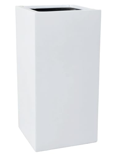 VIVANNO Pflanzkübel Pflanzgefäß Blumenkübel Fiberglas weiß matt Block - 40x40x80 cm