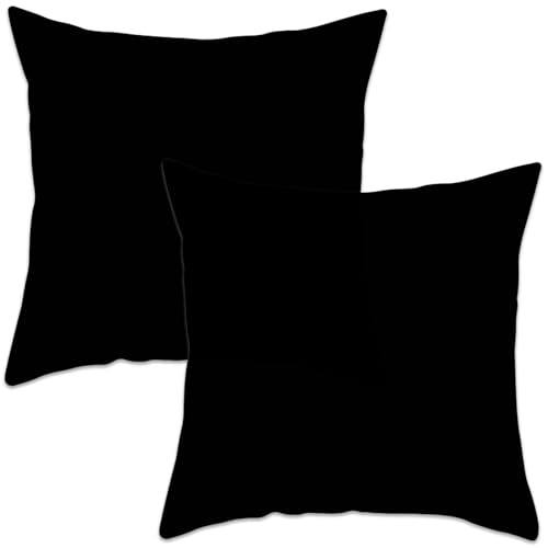 Betadistor Set of 2 Black Cushion Covers 45x45 cm Decorative Square Throw Pillow Covers 18x18 Inch Sofa Car Pillowcase for Home Bed Living Room Couch Decor Black