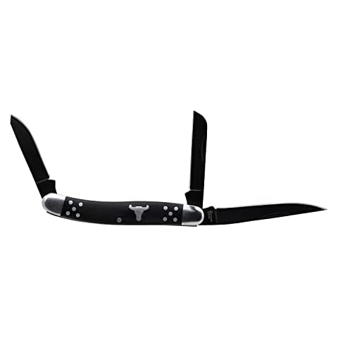 Cattlemans Cutlery Black Angus Stockman Series Folding Pocket Knife – 3 Stainless Steel Blades in 1 Knife Cover