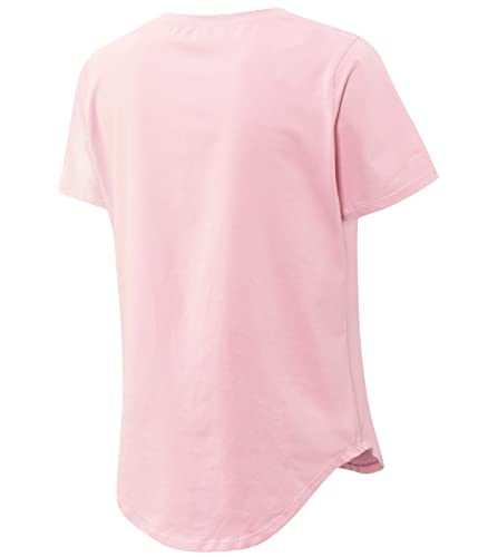 Women's Athletic Short Sleeve Training Yoga Tops Quick Dry Running Loose Workout T-Shirt(Pink,S) #TOP1
