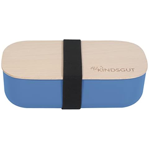 Kindsgut Fiambrera de Plástico Orgánico con Tapa de Madera de Haya Cover