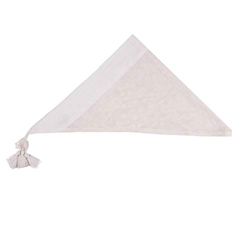 Lenço Triangular Branco c/Estampa Poá Branca Algodão 110x70 cm