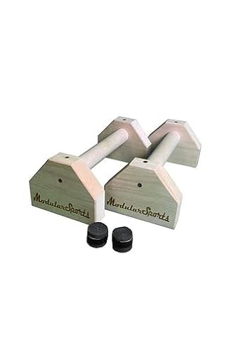 ModularSports Lot de 2 poignées de pompes en bois / parallettes avec bandes antidérapantes / yoga, poignées de pompes pour entraînement en intérieur et en extérieur Cover