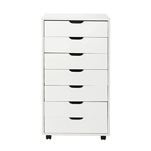Nc 7-Drawer Wood Filing Cabinet, Mobile Storage Cabinet For Closet/Office White Color #TOP2