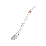 BESPORTBLE Cuchara para Paja Reutilizable de Acero Inoxidable 304 con Filtro y Cepillo de Limpieza, Desmontable, Color Rosa Oro, Adecuado para Filtrar Bebidas y Té, 1 Unidad