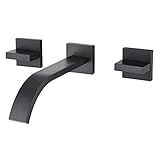 sumerain Black Bathroom Faucet Wall Mount Lavatory Faucet Includes Rough in Valve