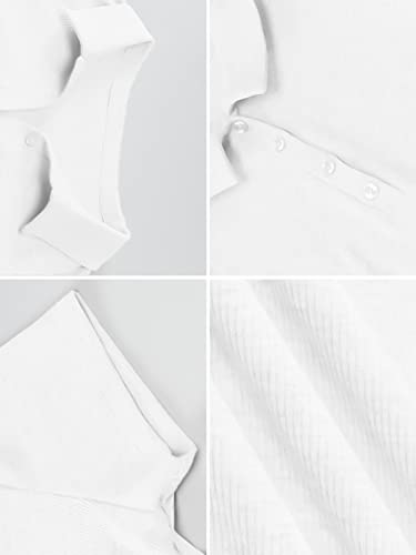 Lovelywholesale Women's Short Sleeve Bodycon Dress Collar Button Down Party Mini Dresses White Large #TOP5