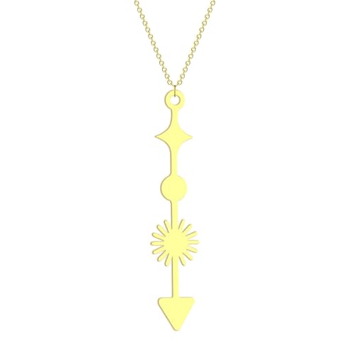 Collar para mujer, colgante de flecha y estrella del sol, collar con dije geométrico para el cuello, joyería de tótem espiritual