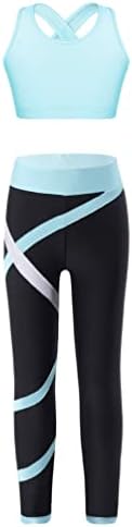 Manyakai Girls Dance Outfits Crop Tops with Leggings Summer 2Piece Tracksuit Yoga Workout Activewear Set