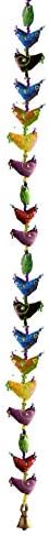 Rastogi Handicrafts Wall Hanging 10 Bird Bell Tota Traditional Indian Hanging Decoration (10 birds 8x60 cm)
