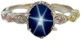 Sapphire Wedding Ring & Engagement Ring Lindy Blue Star 925 Sterling Silver Star Sapphire Ring for Women's Gift for her