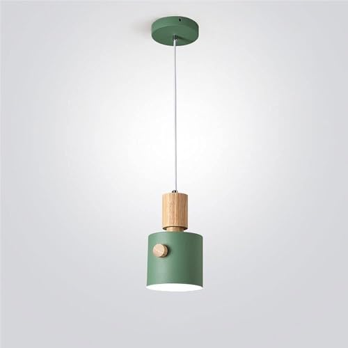 Lámpara de techo colgante nórdica TQHGM verde de madera para dormitorio y salón
