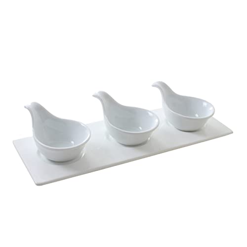 Garneck 4-piece Sauce Dish Set Caviar Spoons Sauce Plate Goose Liver Spoons Stainless Steel Restaurant Home Use