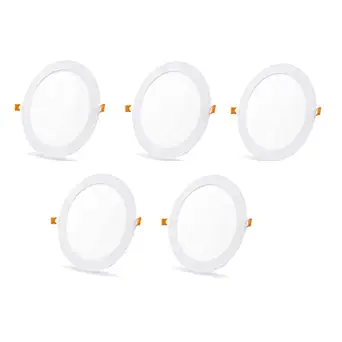 D'Mak 12 Watts Round Led Conceal Panel Light for False Ceiling & POP - White, Pack of 5