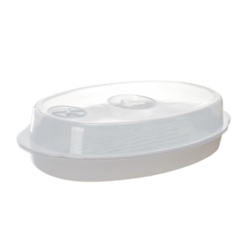 FUNNETOYU Plato de Vapor con Tapa para Microondas Utensilio de Cocina Práctico para Cocinar Pescado Arroz y Pan al Vapor