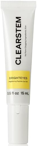 CLEARSTEM BRIGHTEYES Peptide Eye Gel - Anti Aging Eye Cream for Crow's Feet, Puffiness, Dark Circles - Peptides, Plant Stem Cells & Caffeine - Cooling Alloy-Tip Applicator - 0.5 Fl Oz