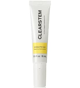 CLEARSTEM BrightEyes Peptide Eye Gel - Anti-Aging Eye Cream for Crow's Feet, Puffiness, Dark Circles - Plant Stem Cells & Caffeine - Cooling Alloy-Tip Applicator - 0.5 Fl Oz