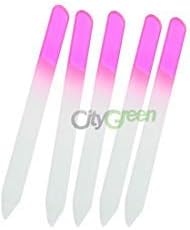 Newest 2014 Model!!! 5 PCS Crystal-Glass Nail File 5.5 inch Nail Care + Case Pure Rose Red #440 in Health