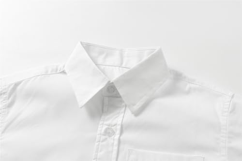Mud Kingdom Boys White Dress Shirts Button Down Top with Short Sleeve Summer3