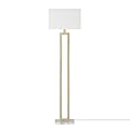 Globe Electric 12273 D'Alessio 58" Floor Lamp, Gold, White Linen Shade, Faux Marble Base, On/Off Socket Rotary Switch, Title 20 LED Bulb Included